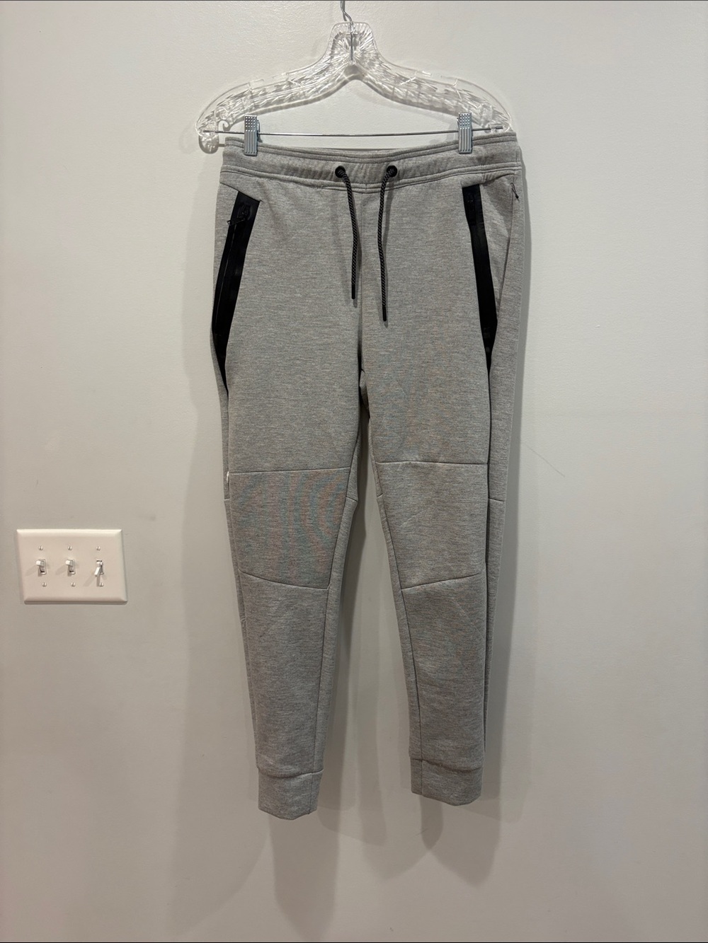 Men's Light Gray Jogger Sweatpants with Black Zip Trim